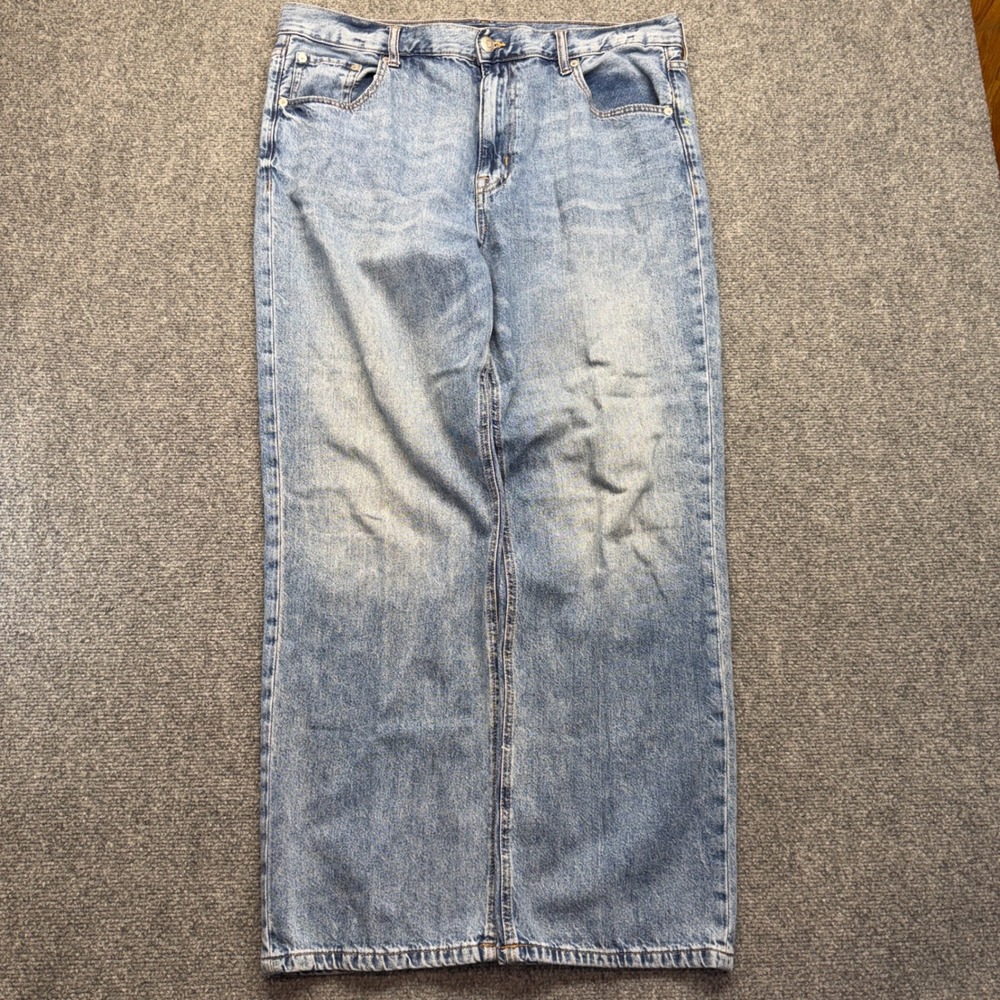 Aeropostale 90s Baggy High Waisted Light Wash Wide Leg Denim Jeans Womens 16